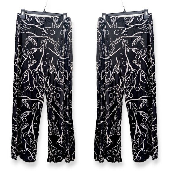 Chalet et ceci USA made botanical leaf bamboo blend 2 pc set kimono & pants S/M - Picture 10 of 14